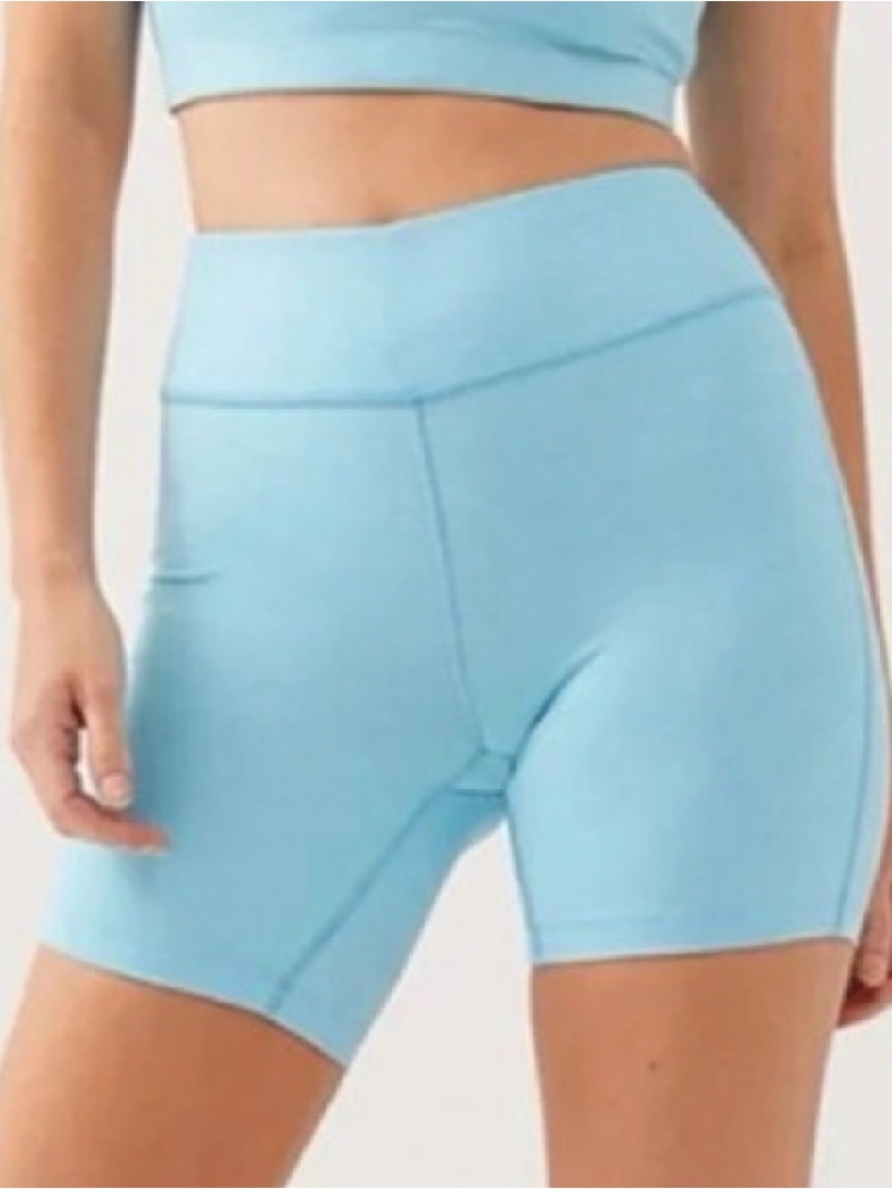 Outdoor Voices Sky Blue High-Waist Bike Shorts